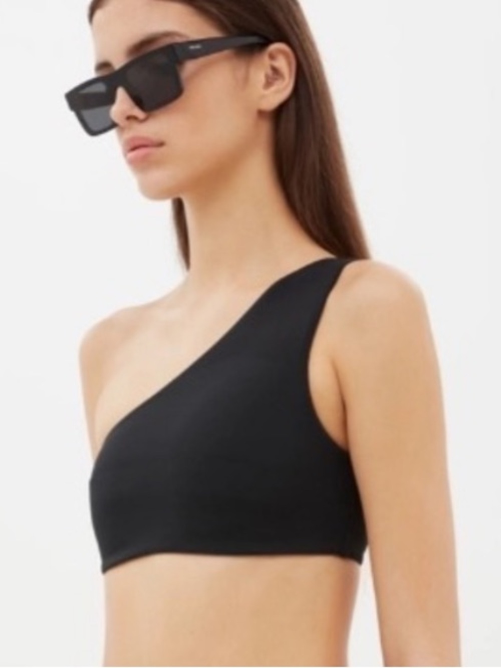 AEXAE NWOT One Shoulder Bikini Top Large Black